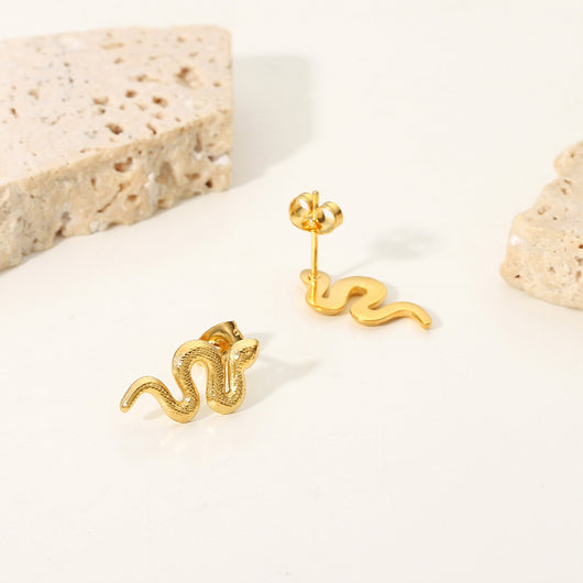 Aretes de Serpiente Chapados en Oro 18K con Acero Inoxidable para Mujer - Image 15
