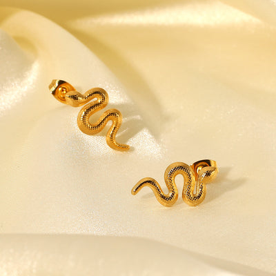 Aretes de Serpiente Chapados en Oro 18K con Acero Inoxidable para Mujer - Image 16