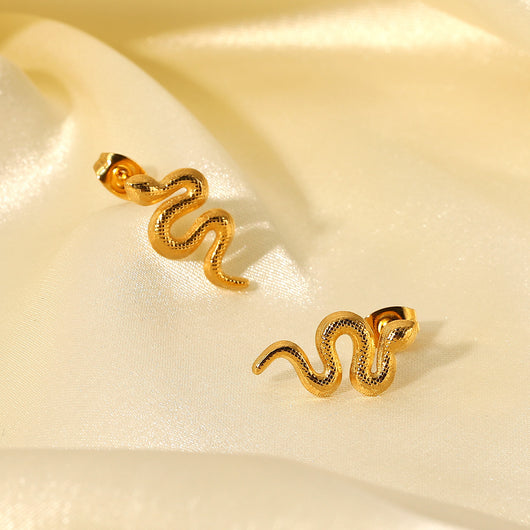 Aretes de Serpiente Chapados en Oro 18K con Acero Inoxidable para Mujer - Image 16
