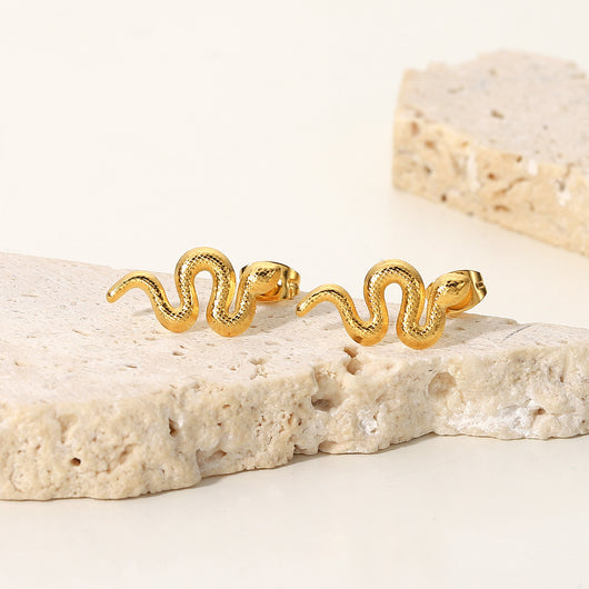 Aretes de Serpiente Chapados en Oro 18K con Acero Inoxidable para Mujer - Image 17