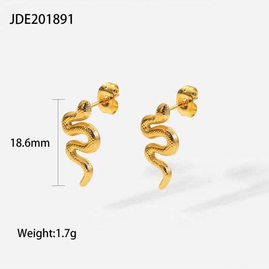 Aretes de Serpiente Chapados en Oro 18K con Acero Inoxidable para Mujer - Image 18