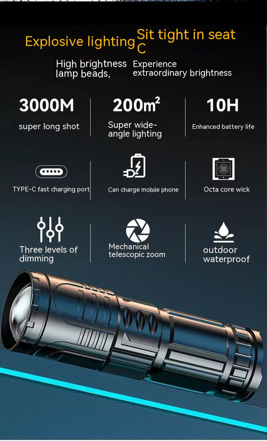 Linterna LED Recargable USB para Camping y Senderismo - Image 9