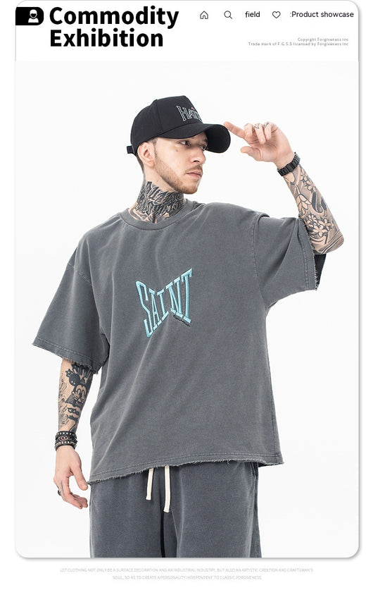 Camiseta Retro con Alfabeto de Manga Corta - Image 23