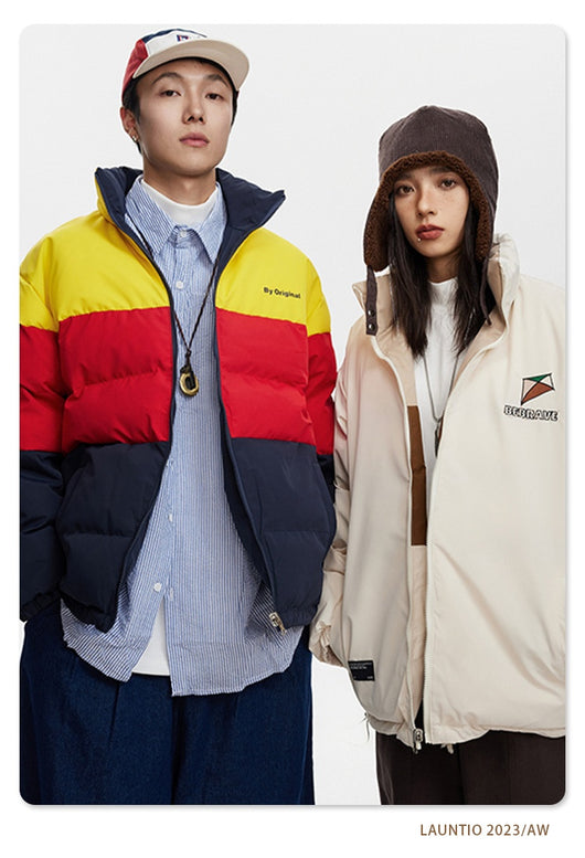 Chaqueta Acolchada Reversible para Parejas con Bordado de Cometa y Contraste de Colores - Image 8