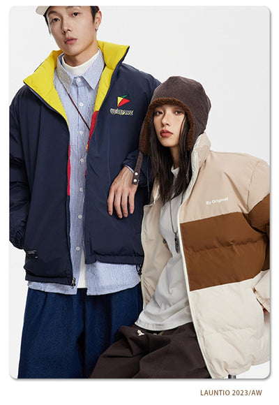 Chaqueta Acolchada Reversible para Parejas con Bordado de Cometa y Contraste de Colores - Image 9