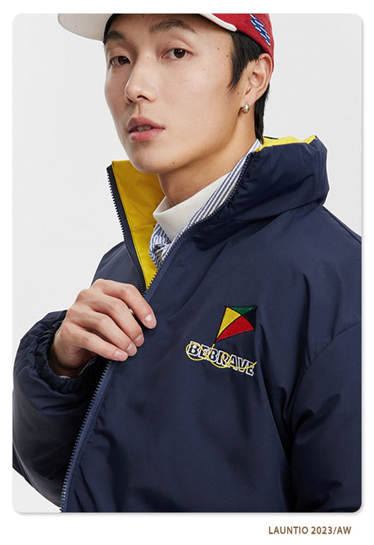 Chaqueta Acolchada Reversible para Parejas con Bordado de Cometa y Contraste de Colores - Image 10