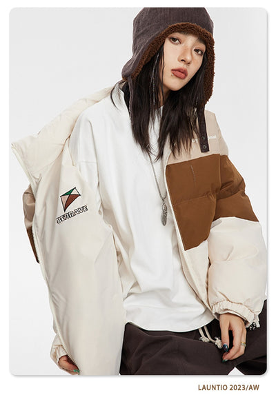 Chaqueta Acolchada Reversible para Parejas con Bordado de Cometa y Contraste de Colores - Image 11