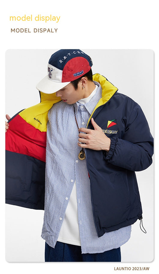 Chaqueta Acolchada Reversible para Parejas con Bordado de Cometa y Contraste de Colores - Image 12
