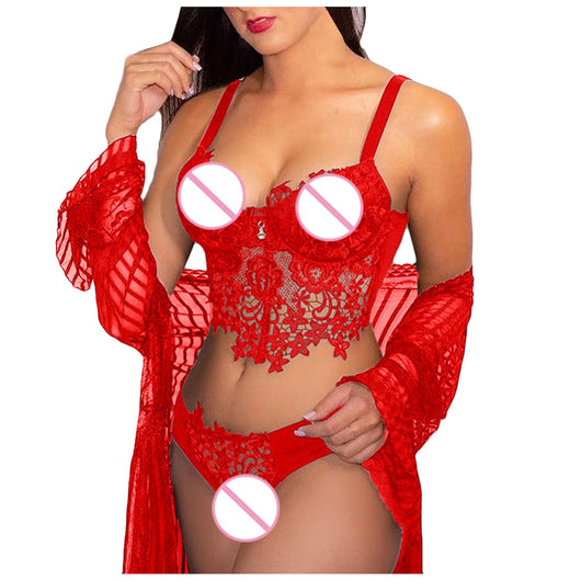 Conjunto Lencería Sensual con Encaje Calado y Tirantes Ajustables - Image 12