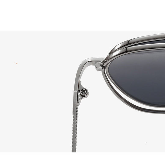Gold frame flip-up sunglasses with brown lenses, featuring a double-layer design and black temple tips. - Image 17