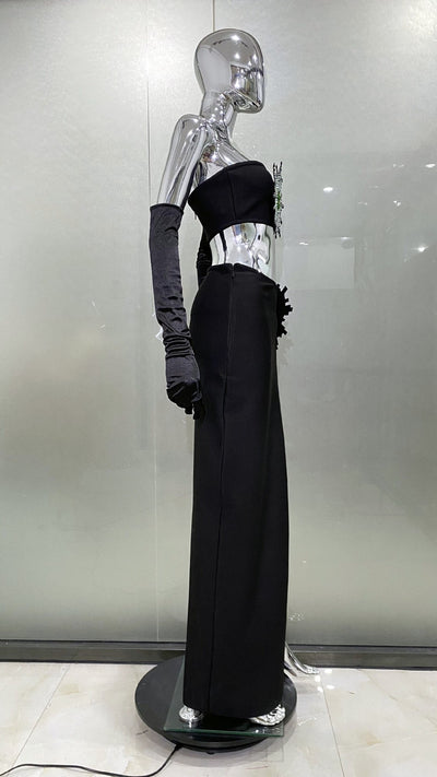 Conjunto Bandage con Crop Top de Strass y Falda Asimétrica - Image 14