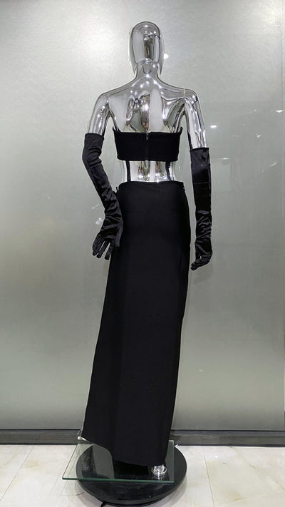 Conjunto Bandage con Crop Top de Strass y Falda Asimétrica - Image 15