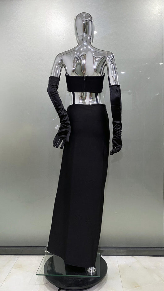 Conjunto Bandage con Crop Top de Strass y Falda Asimétrica - Image 15