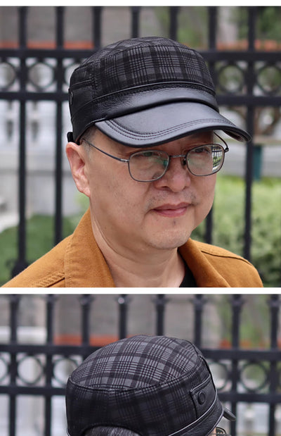 Gorra Newsboy de Piel de Oveja para Hombre con Visera Plana - Image 12