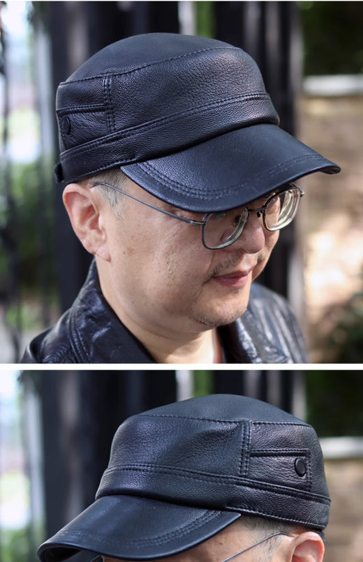 Gorra Newsboy de Piel de Oveja para Hombre con Visera Plana - Image 13