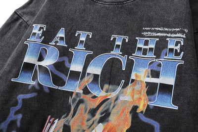 Playera Manga Larga Estampado Flamas - Diseño Europeo Vintage Desgastado - Image 31
