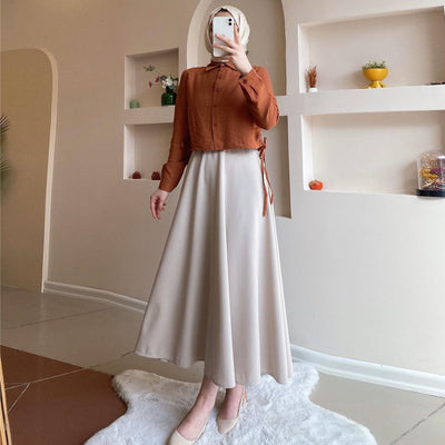 Conjunto Elegante de Blusa Manga Larga y Falda Cintura Alta para Otoño e Invierno - Image 12