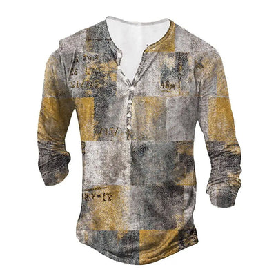 Blusa con Escote Abierto, Botones y Patrón Étnico Impreso en 3D - Image 10