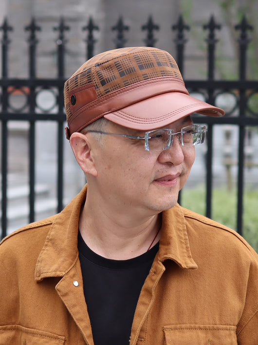 Gorra Newsboy de Piel de Oveja para Hombre con Visera Plana - Image 14