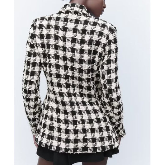 Abrigo Tipo Blazer Doble Botonadura Pata de Gallo para Mujer - Image 16