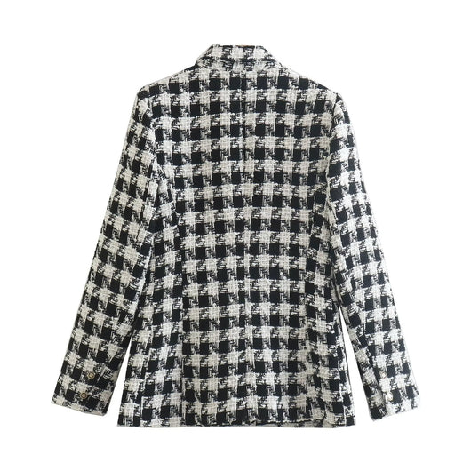 Abrigo Tipo Blazer Doble Botonadura Pata de Gallo para Mujer - Image 18