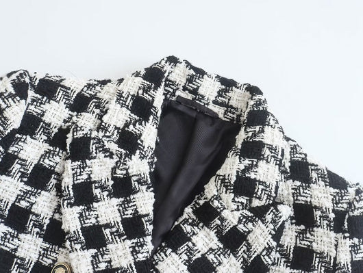 Abrigo Tipo Blazer Doble Botonadura Pata de Gallo para Mujer - Image 23