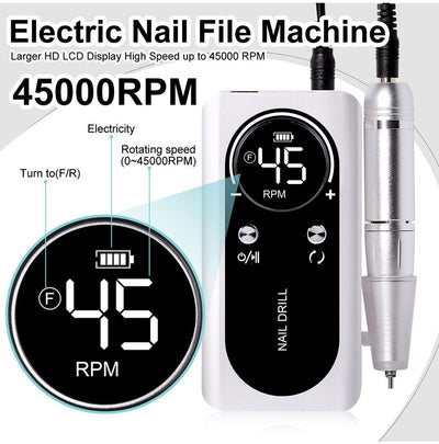 Máquina Pulidora de Uñas Eléctrica Recargable V2 - Kit Completo de Nail Art - Image 9