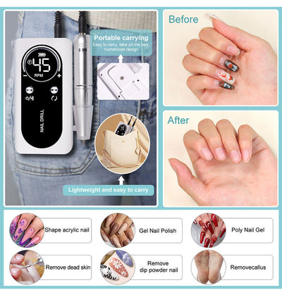 Máquina Pulidora de Uñas Eléctrica Recargable V2 - Kit Completo de Nail Art - Image 10