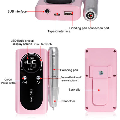 Máquina Pulidora de Uñas Eléctrica Recargable V2 - Kit Completo de Nail Art - Image 15