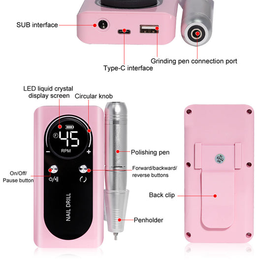 Máquina Pulidora de Uñas Eléctrica Recargable V2 - Kit Completo de Nail Art - Image 15