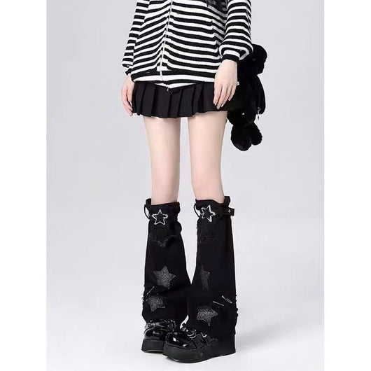 Calcetines Largos Sueltos con Bordado de Pentagrama para Mujer - Image 20