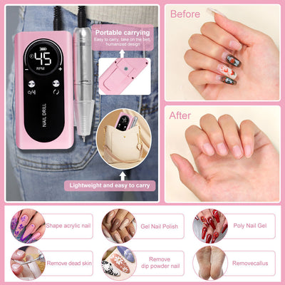 Máquina Pulidora de Uñas Eléctrica Recargable V2 - Kit Completo de Nail Art - Image 18