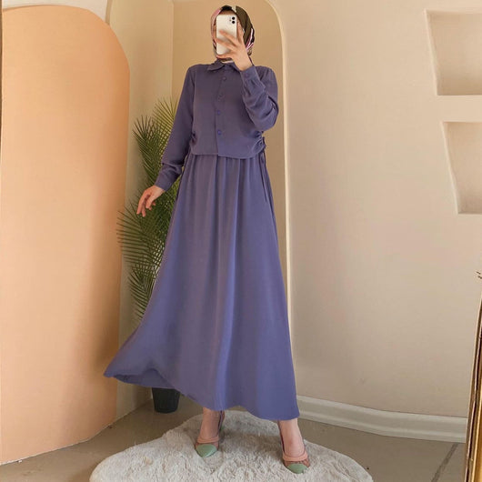 Vestido Camisa Árabe Elegante Manga Larga - Image 22
