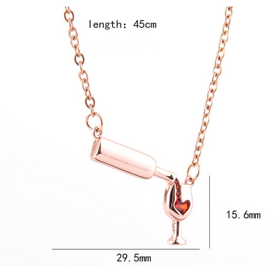 Collar para Amantes del Vino con Dije de Botella, Copa y Corazón - Image 15
