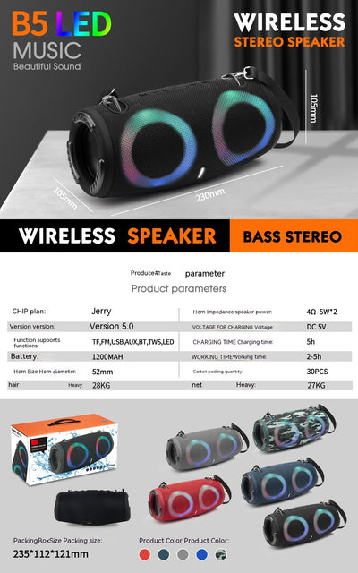Parlante Portátil War Drum Bluetooth con Luces RGB - Resistente al Agua - Image 18