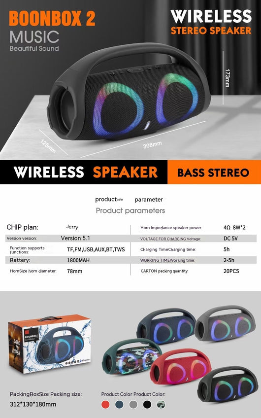 Parlante Portátil War Drum con Bluetooth, Luces RGB y Resistencia al Agua - Image 12