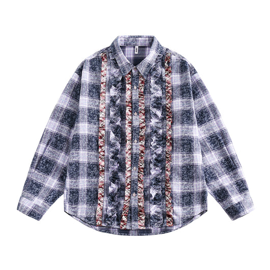 Blusa Holgada con Cuello Solapa y Encaje Plisado - Image 58