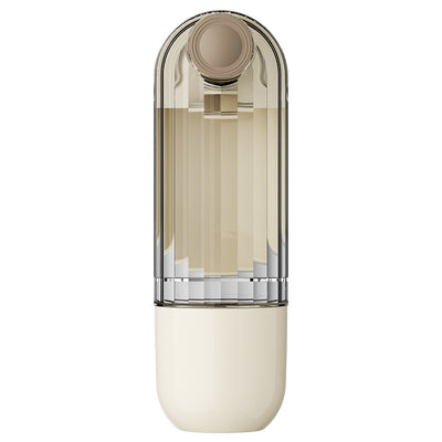 Beige and clear 2-in-1 pet water cup with segment design, 21.5cm tall, for dog walking and feeding. - Image 12
