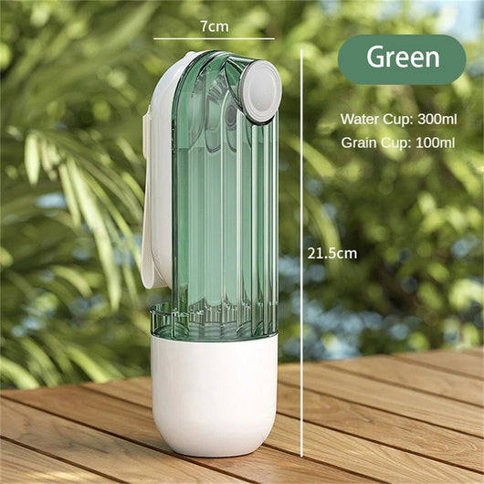 Beige and clear 2-in-1 pet water cup with segment design, 21.5cm tall, for dog walking and feeding. - Image 15