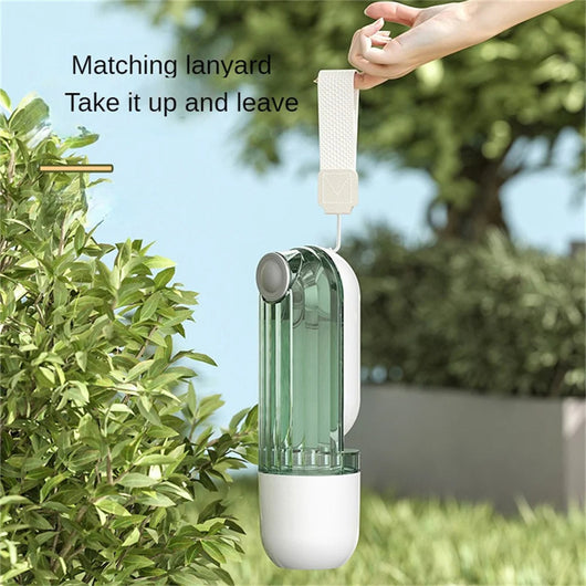 Beige and clear 2-in-1 pet water cup with segment design, 21.5cm tall, for dog walking and feeding. - Image 18