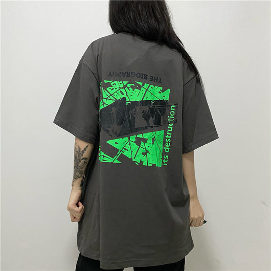 Camiseta Batik Vintage Verde Fluorescente con Estampado de Letras - Image 21