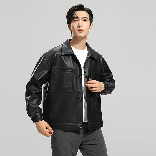 Chaqueta de Cuero para Motociclista Estilo Joven - Abrigo Elegante para Hombre - Image 8