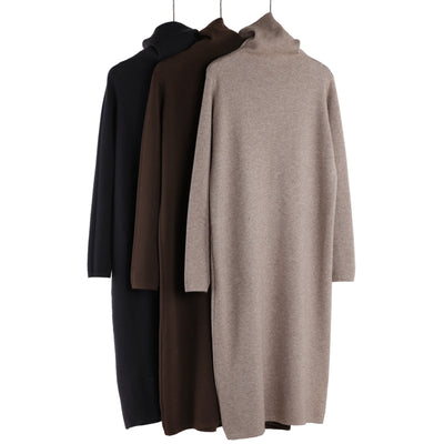 Vestido Suéter Largo de Cuello Alto para Otoño e Invierno - Image 28