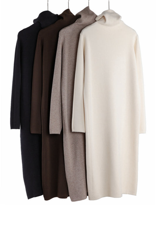 Vestido Suéter Largo de Cuello Alto para Otoño e Invierno - Image 43