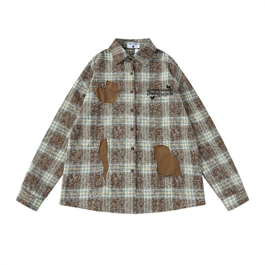 Camisa Cuadriculada Bordada de Manga Larga para Hombre Primavera Otoño - Image 23