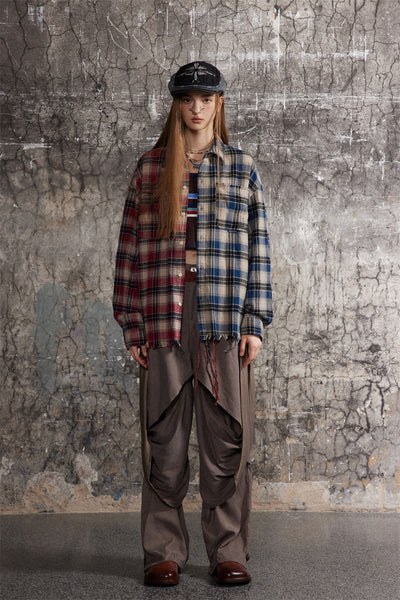 Camisa de Cuadros para Hombre con Costuras de Contraste - Image 39