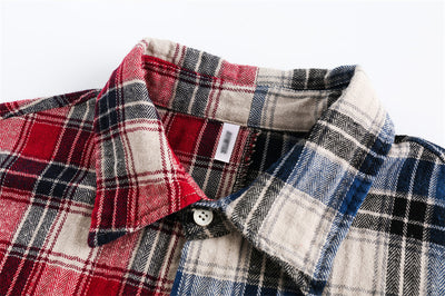 Camisa de Cuadros para Hombre con Costuras de Contraste - Image 41