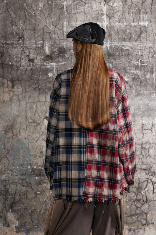 Camisa de Cuadros para Hombre con Costuras de Contraste - Image 48