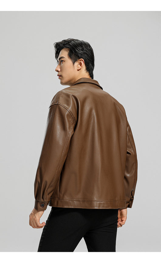 Chaqueta de Cuero para Motociclista Estilo Joven - Abrigo Elegante para Hombre - Image 12