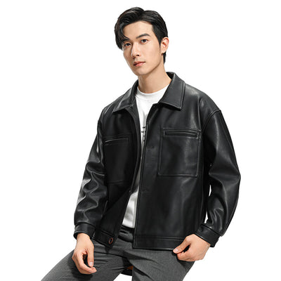 Chaqueta de Cuero para Motociclista Estilo Joven - Abrigo Elegante para Hombre - Image 14